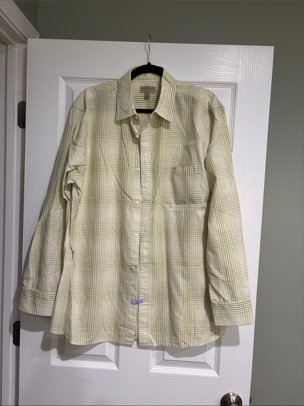 Sonoma Light Green Gingham Button-Down Shirt